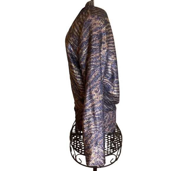 NWT GANNI Animal Leopard Print Metallic V-Neck Cardigan Sweater Size 40 EU/8 US - Picture 4 of 16